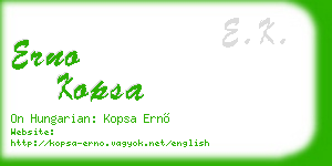 erno kopsa business card